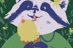 Summery Raccoon Poster